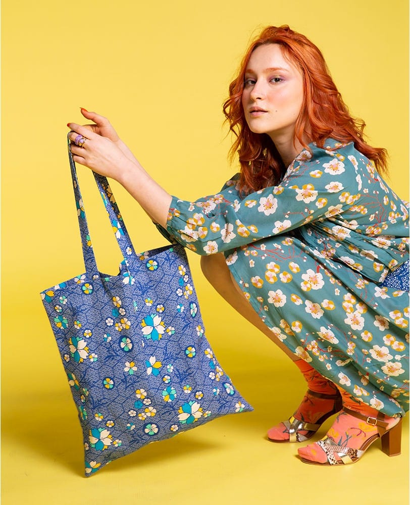 Organic Cotton Big Tote Bag, Kobe Blue
