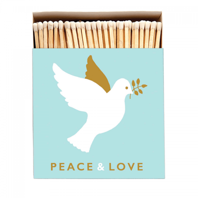Square Luxury Match Box Peace & Love (Christmas Dove)