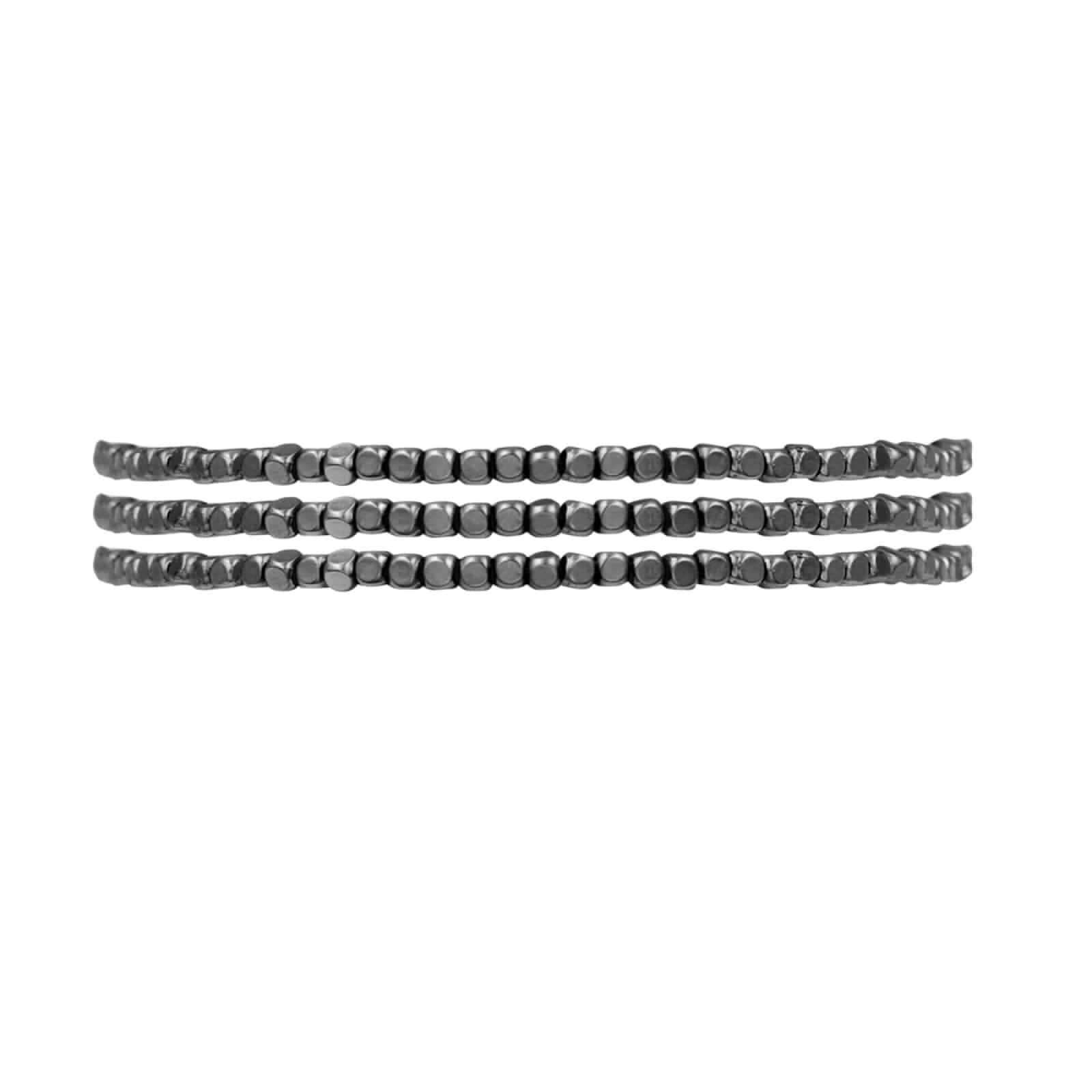 Alina 3 Piece Stetchy Bracelet, Haematite Plated