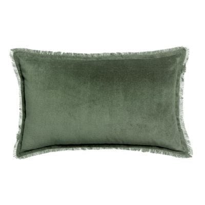 Fara 30x50 Velvet Fringed Cushion by Vivaraise, Thyme