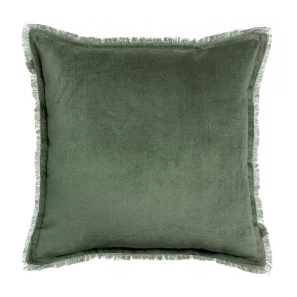 Fara 45x45 Velvet Fringed Cushion by Vivaraise, Thyme