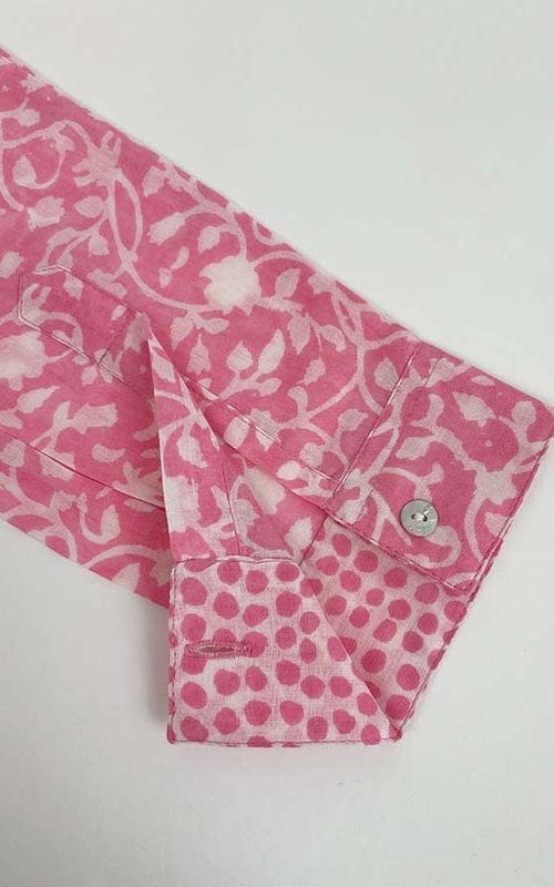 Nevis Indian Cotton Shirt Pink/White