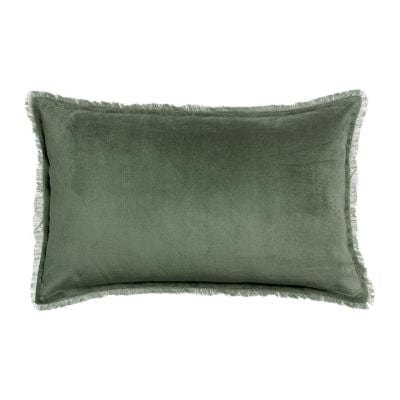 Fara 40x65 Velvet Fringed Cushion by Vivaraise, Thyme