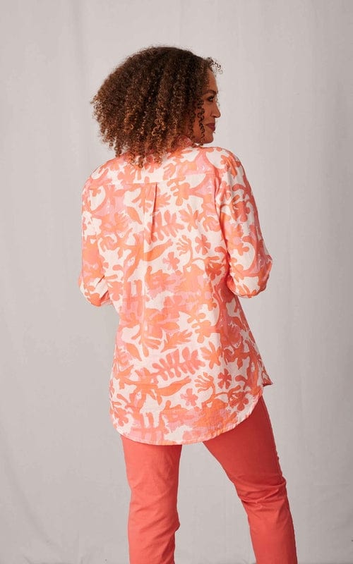 Gili Boyfriend Fit Cotton Shirt, Coral