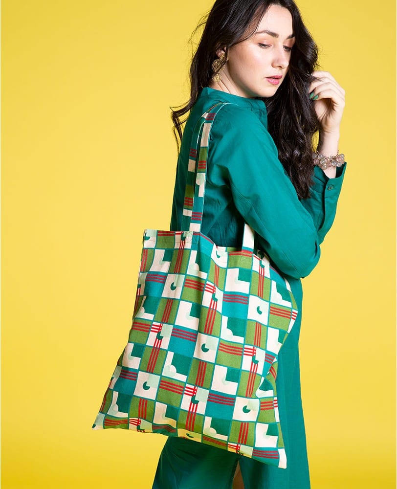 Organic Cotton Big Tote Bag, Aberdeen Emerald