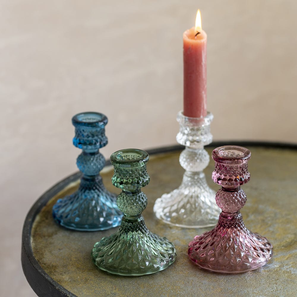 Harlequin Cut Glass Candlestick