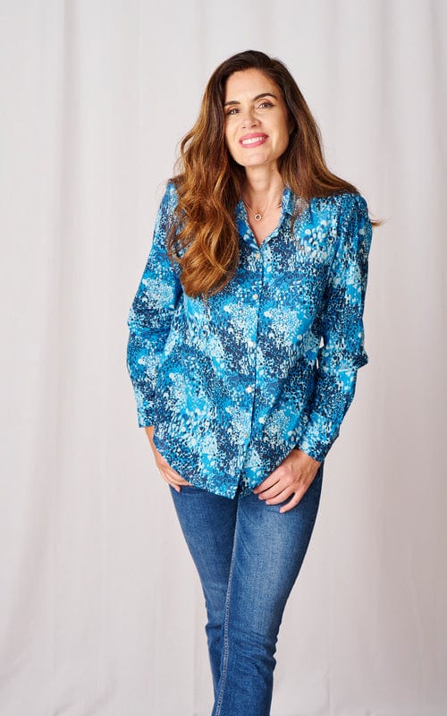 Leonora Cotton Shirt, Cobalt