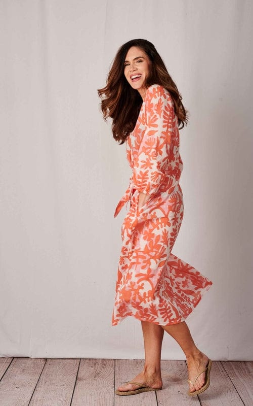 Gili Cotton Dress, Coral
