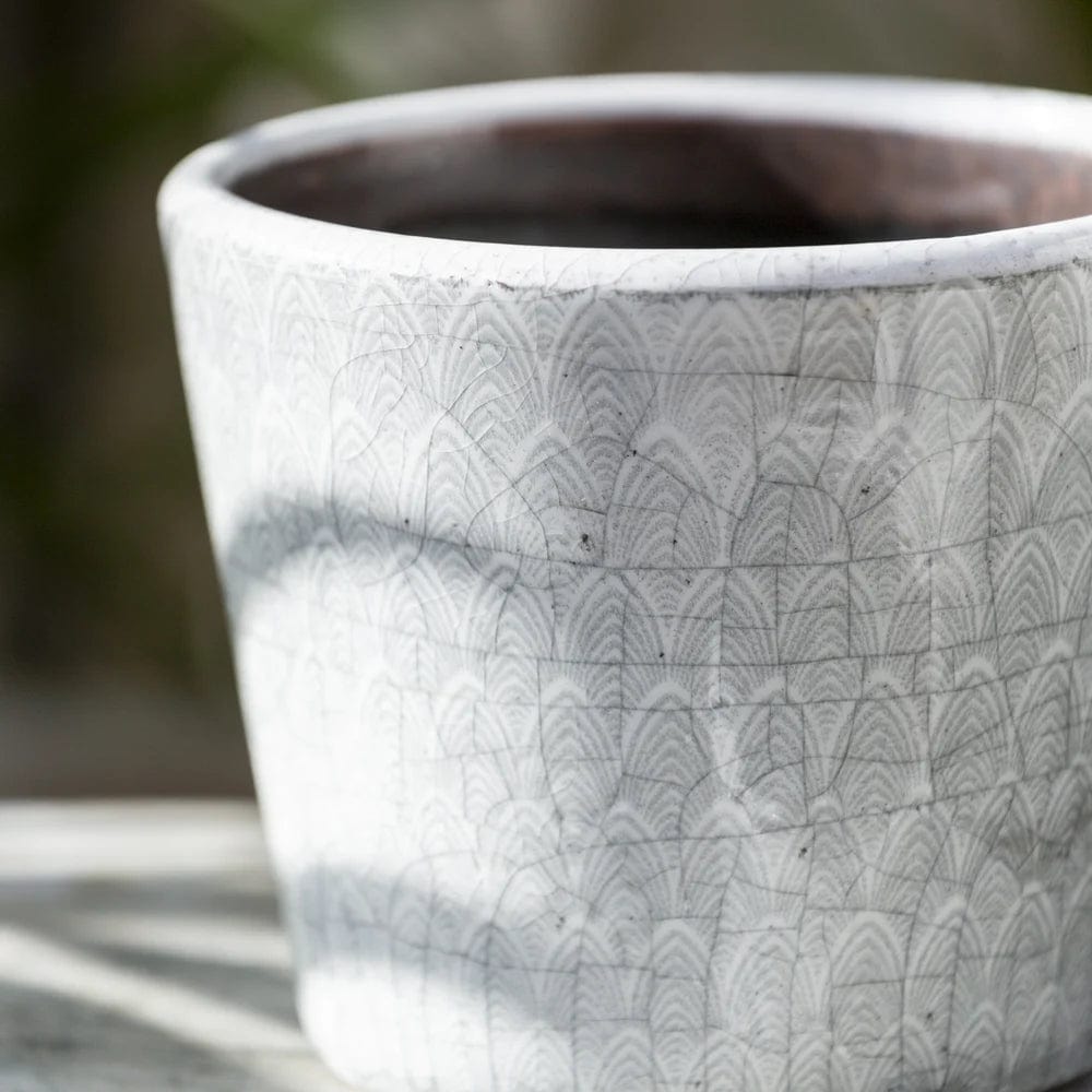 Old Dutch Flower Pot, Patterned, Faded Grey, 6 Assorted designs