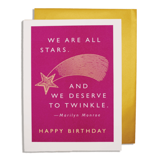 Letterpress Card We Are All Stars (Marilyn Monroe)