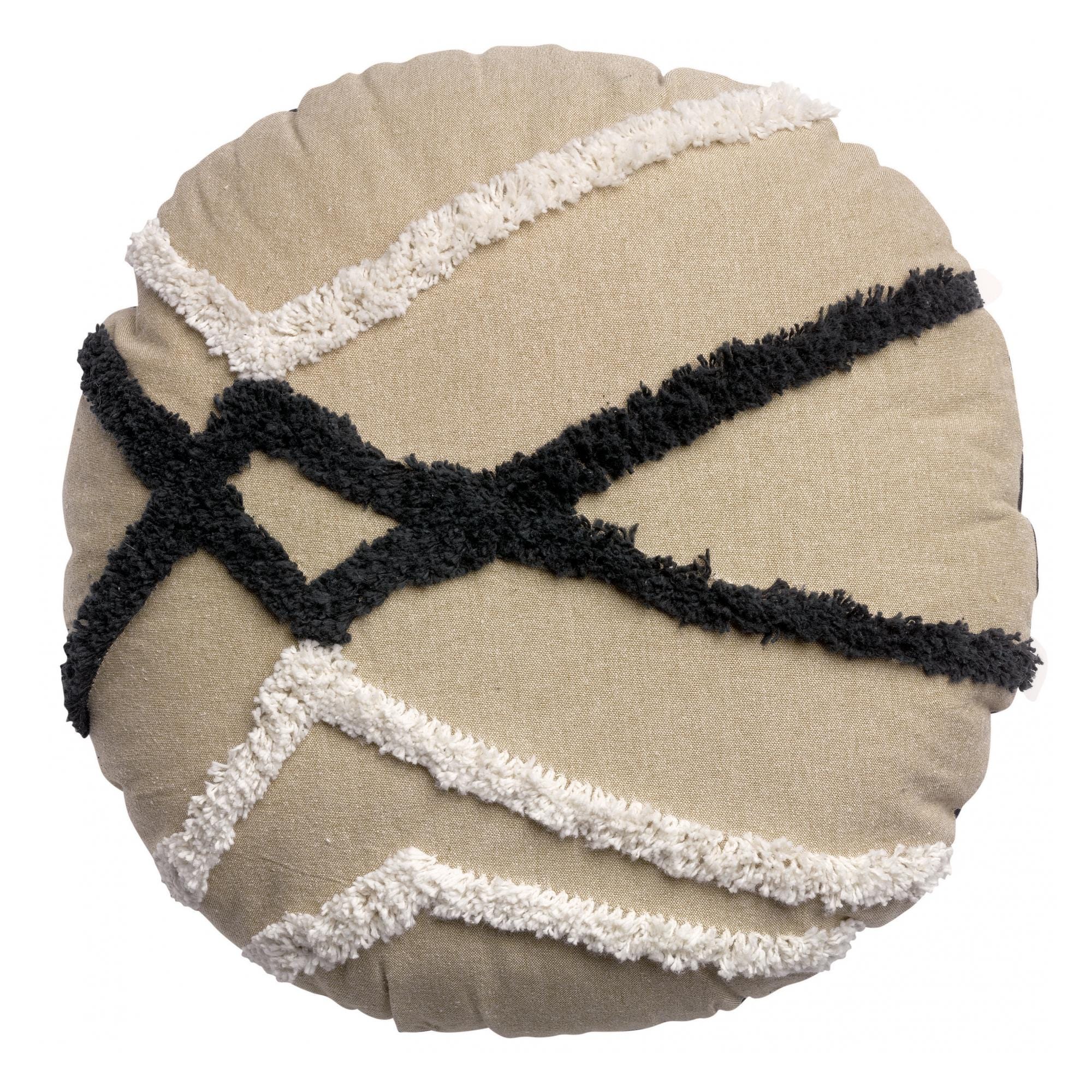 Vivaraise Andrea Tufted Chambray Cotton Round Cushion 50cm