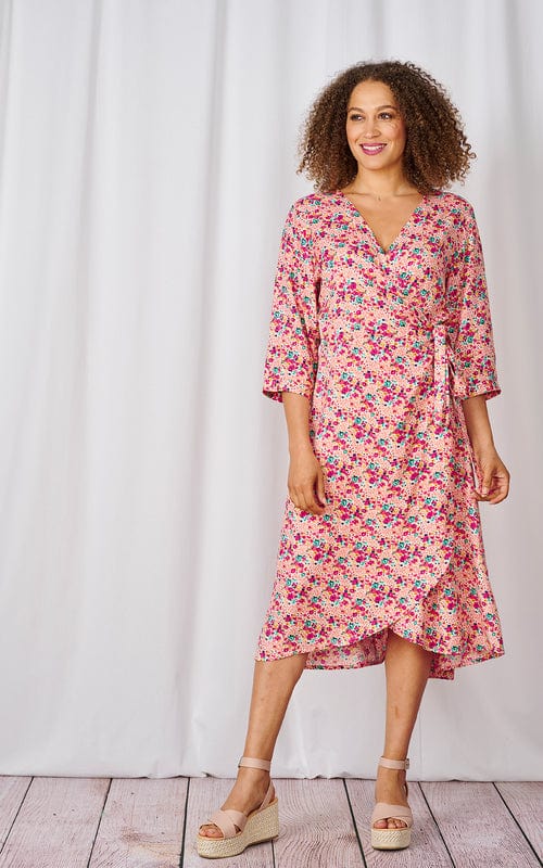 Elise Wrap Dress, Coral