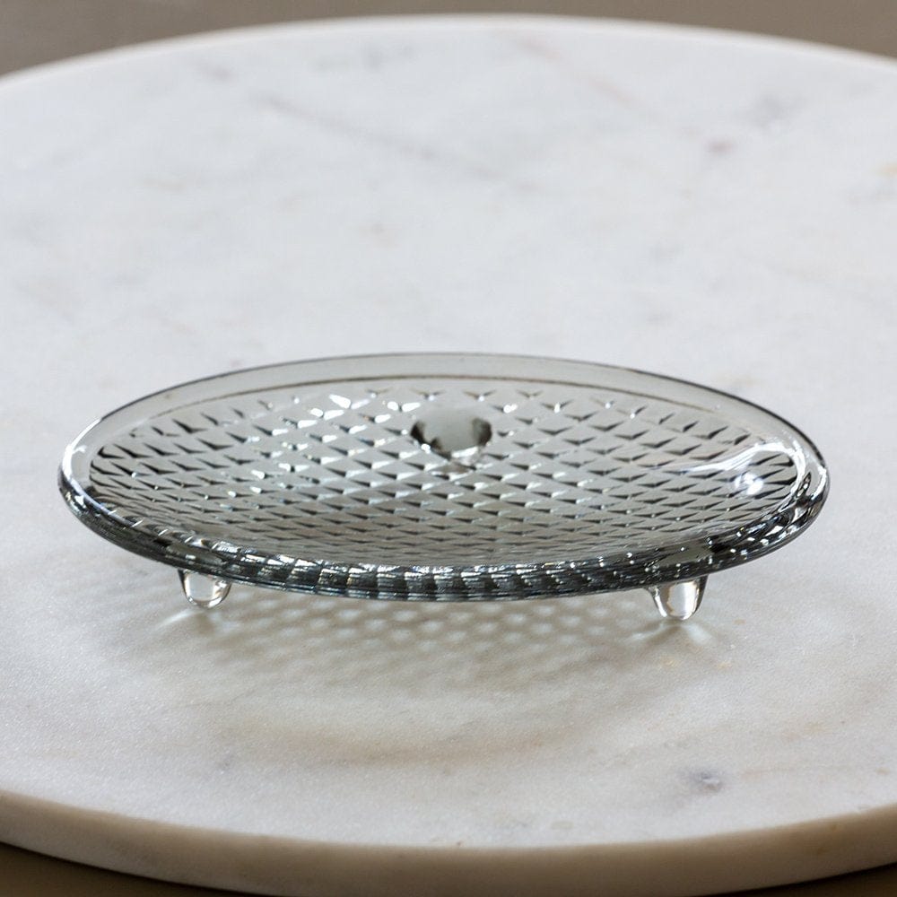Glass Soap Dish, Light Grey