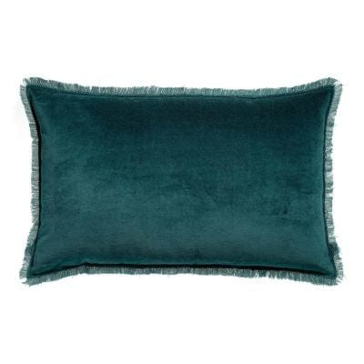 Fara 40x65 Velvet Fringed Cushion by Vivaraise Peacock (Paon)