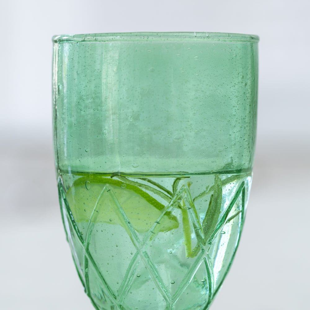 Recycled Bubble Wine Glass Sea Green