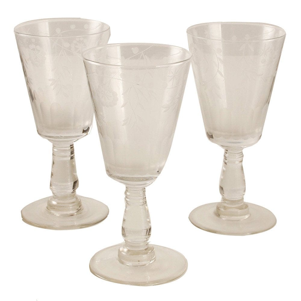 Etched Wineglass, Clear