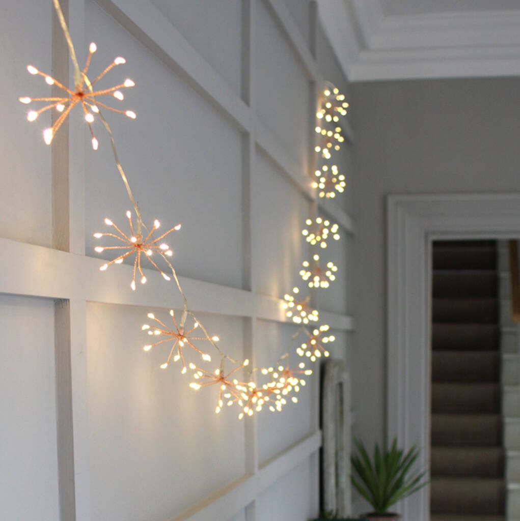 Starburst Indoor/Outdoor Light Chain Copper, Battery Powered