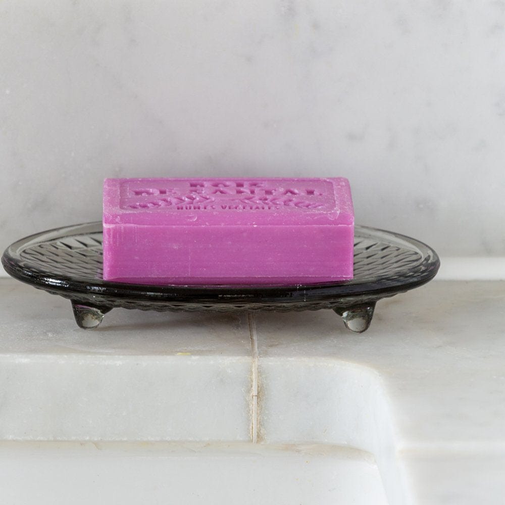 Glass Soap Dish, Light Grey