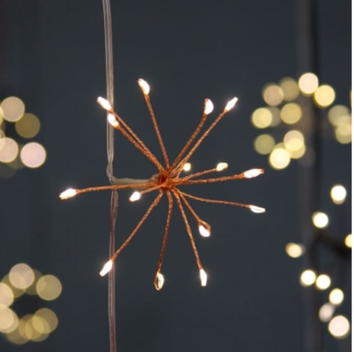 Starburst Indoor/Outdoor Light Chain Copper, Battery Powered