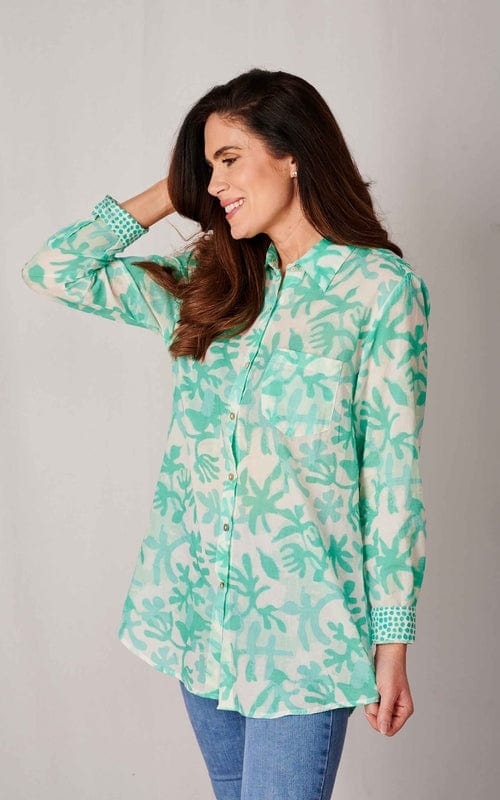 Gili Boyfriend Fit Cotton Shirt, Mint