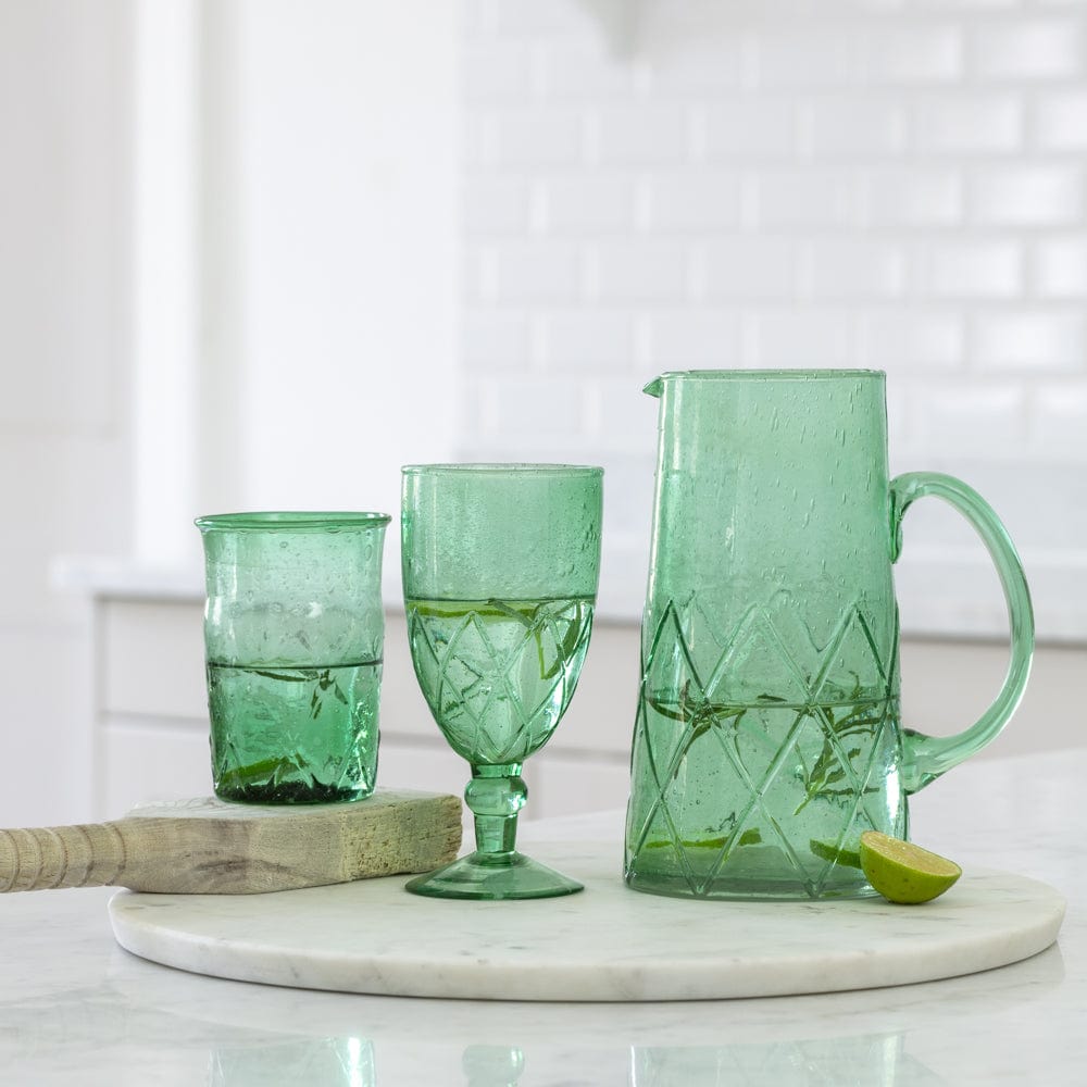 Recycled Bubble Wine Glass Sea Green