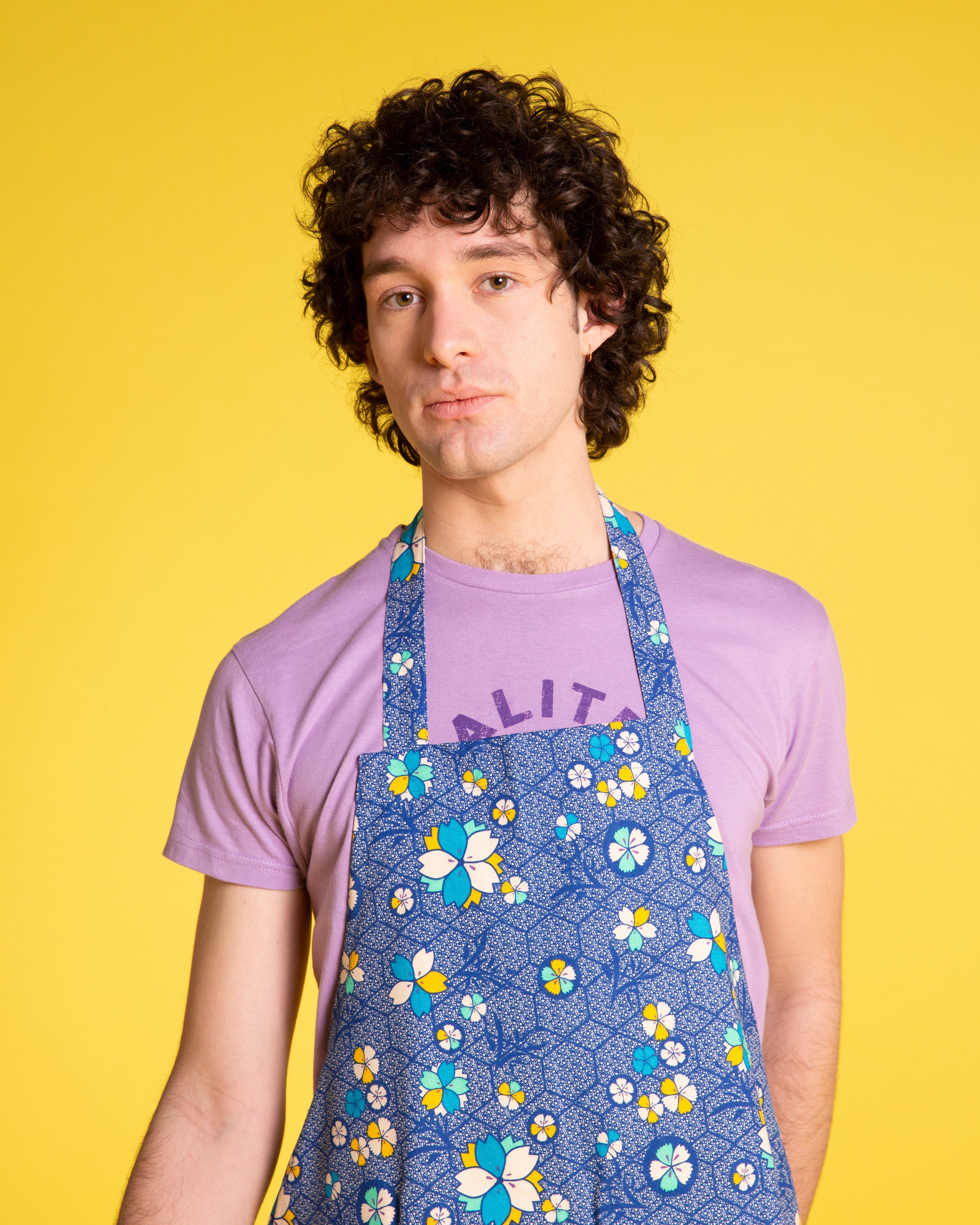 Organic Cotton Apron, Kobe Blue