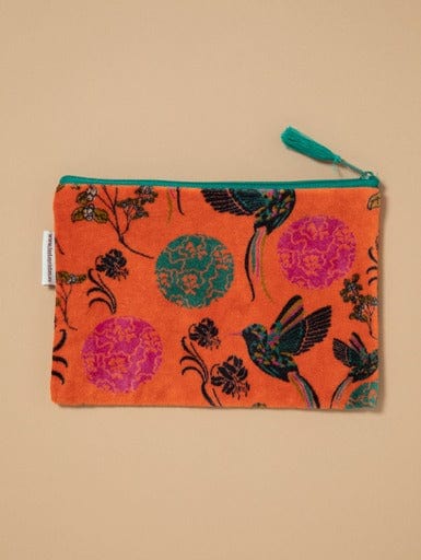 Velvet Zipped Pouch With Tassel, Large Sintra Orange