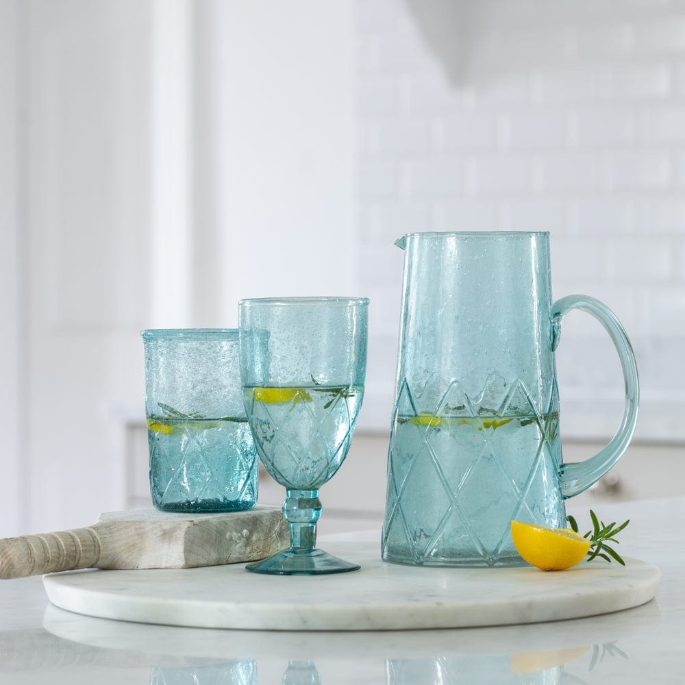 Recycled Bubble Glass Tumbler Aqua Marine