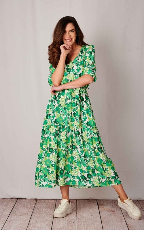 Odette Floral Print Dress Green