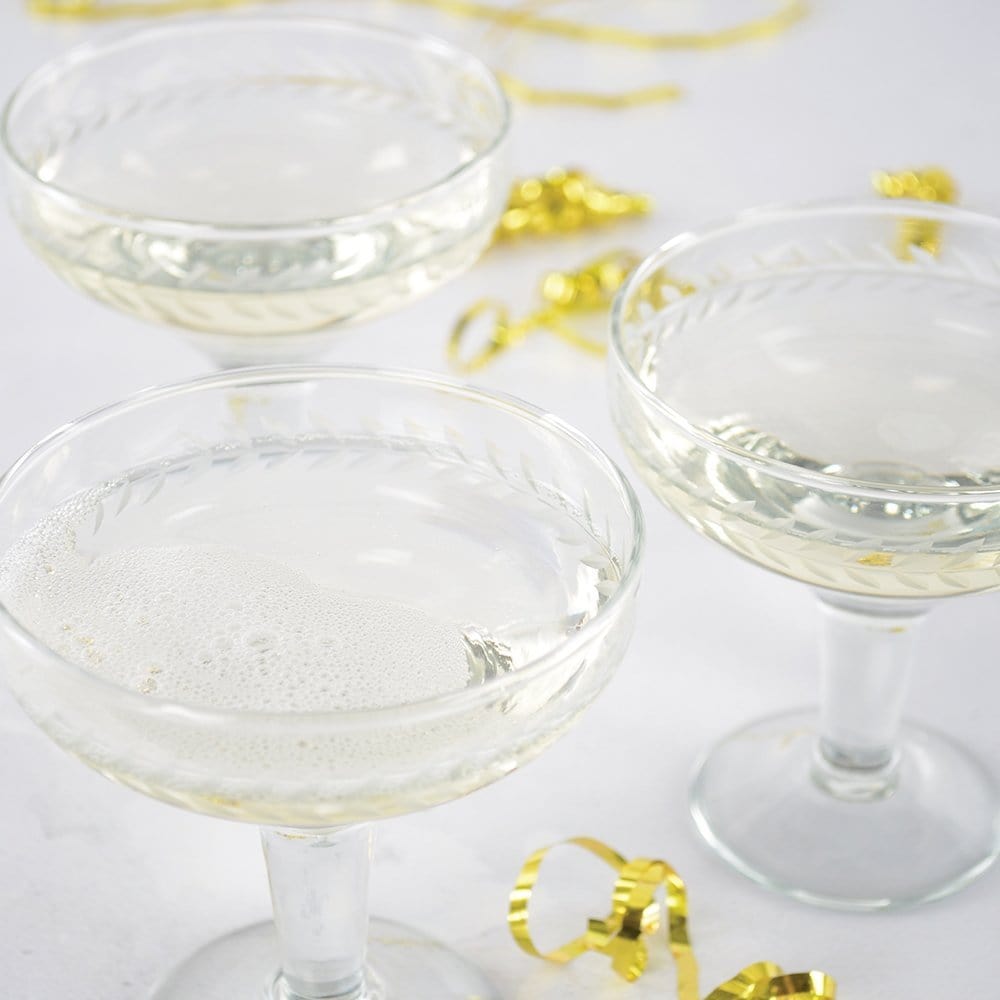 Etched Glass Champagne Coupe, Clear
