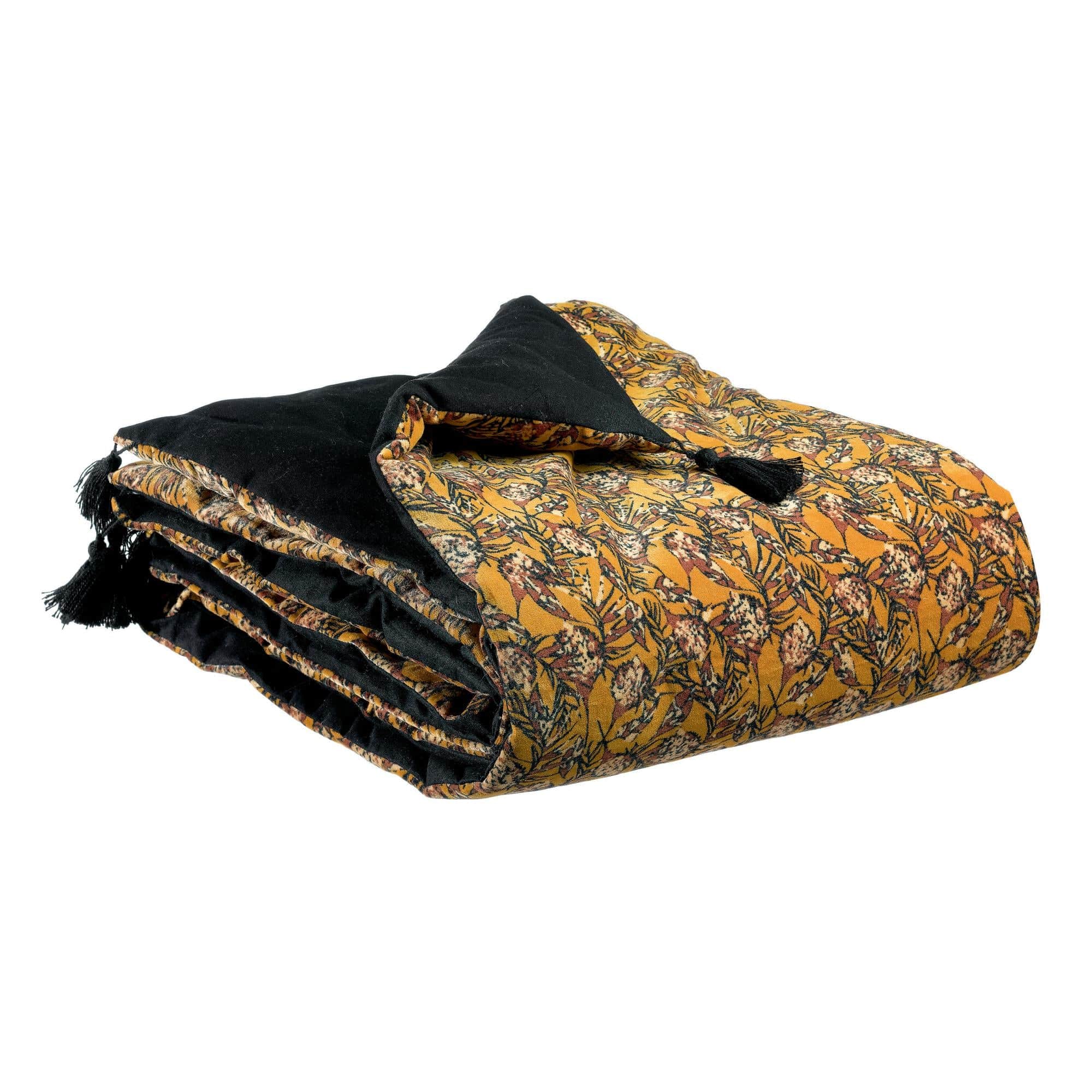 Anae 135x200 Padded Cotton Velvet Throw by Vivaraise, Various Colours