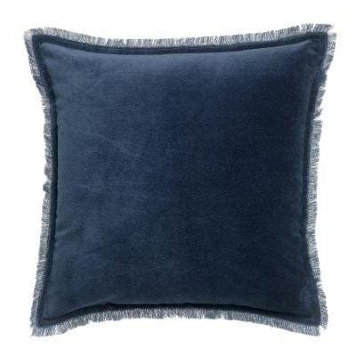 Fara 45x45 Velvet Fringed Cushion by Vivaraise, Marine