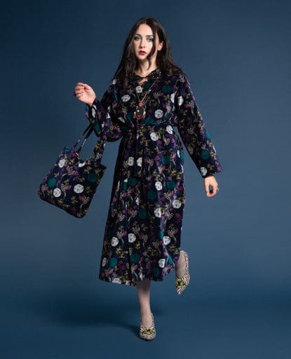 Luxury Velvet Dressing Gown, Sintra Navy