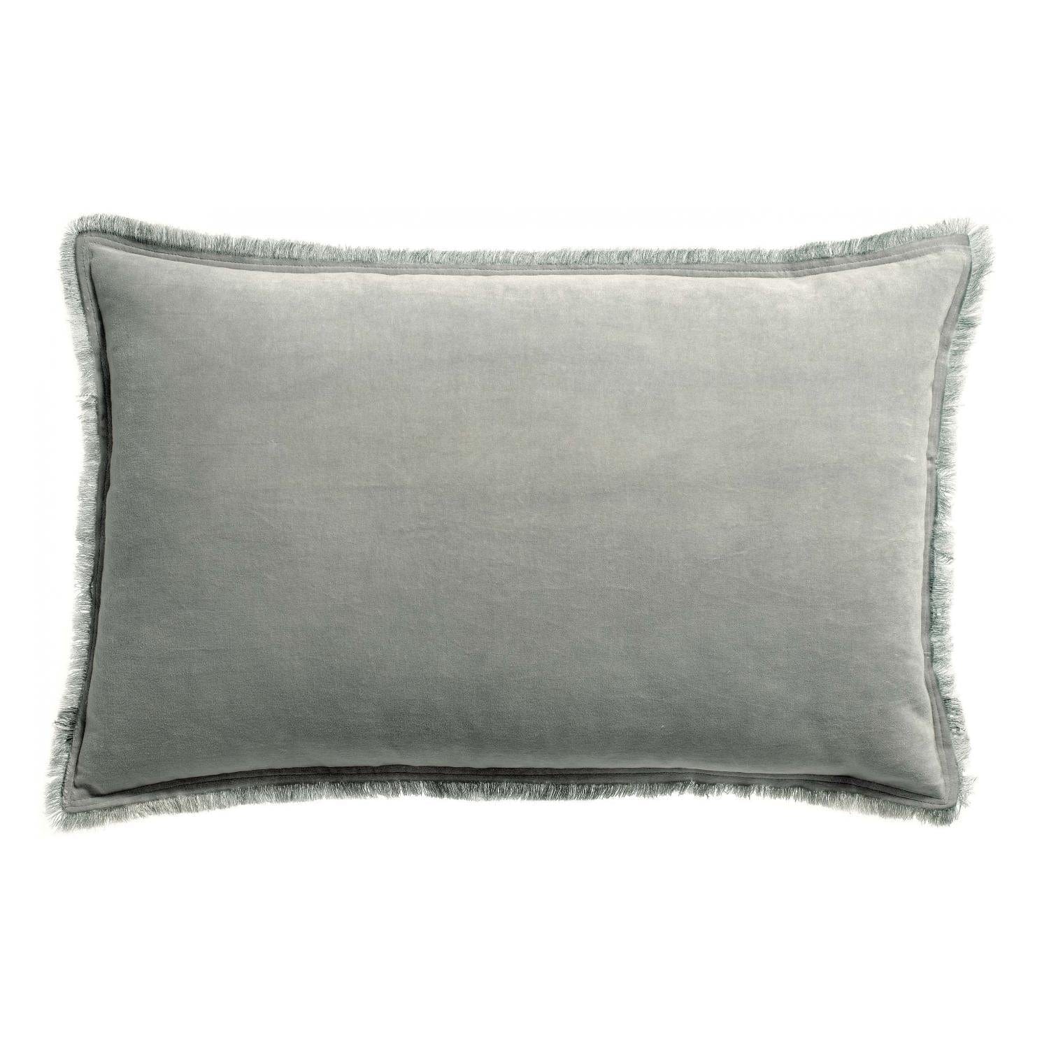 Fara 40x65 Velvet Fringed Cushion by Vivaraise, Pearl