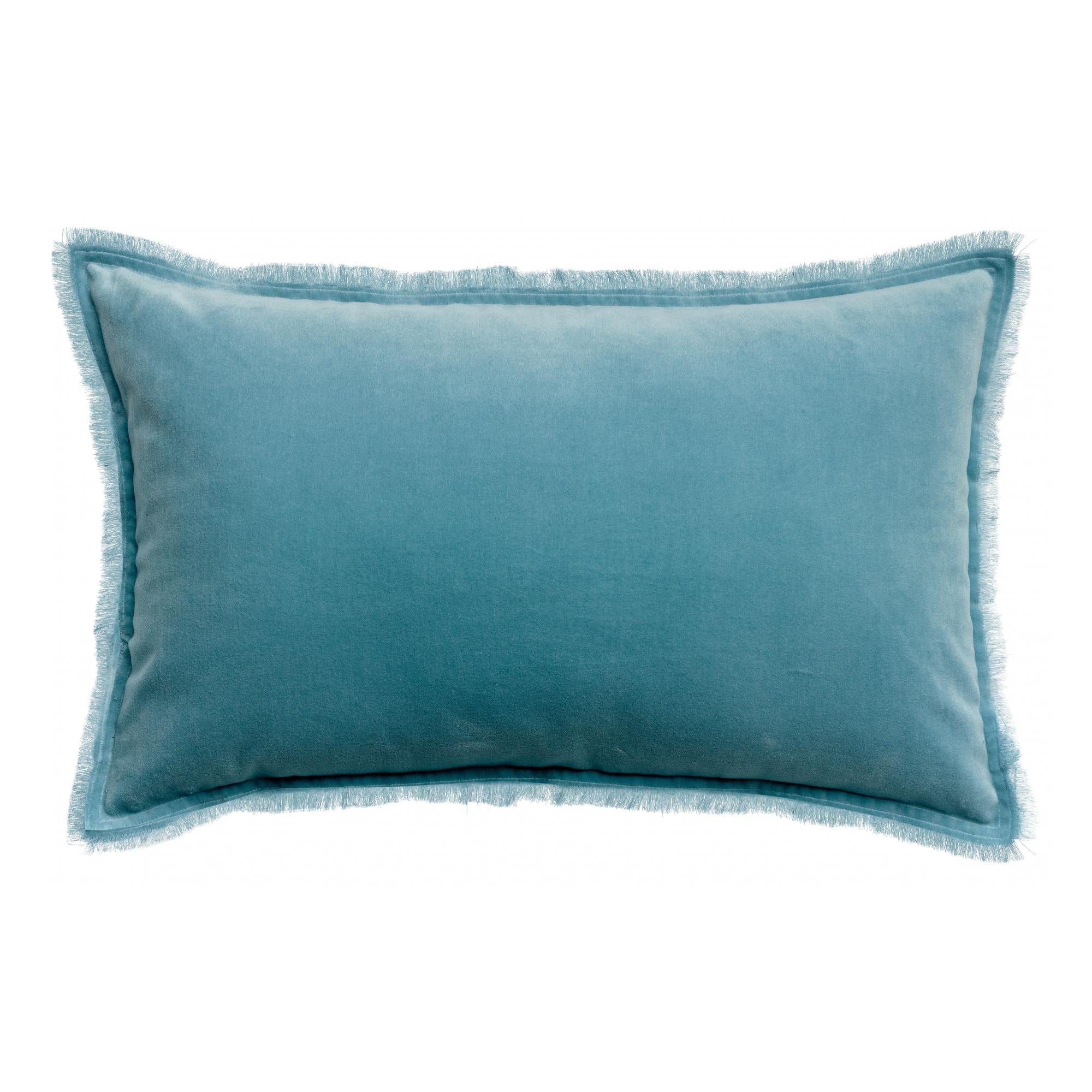 Fara 40x65 Velvet Fringed Cushion by Vivaraise, Quartz