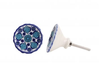 Blue & Turquoise Round Dish Drawer Pull