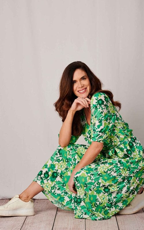 Odette Floral Print Dress Green