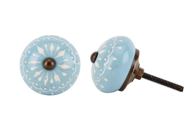 BLUE HAND PAINTED TEARDROP DETAIL DRAWER PULL