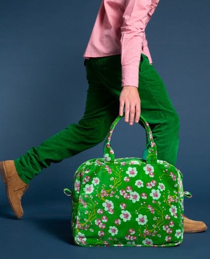 Poppins Velvet Weekend Bag, Blossom Green
