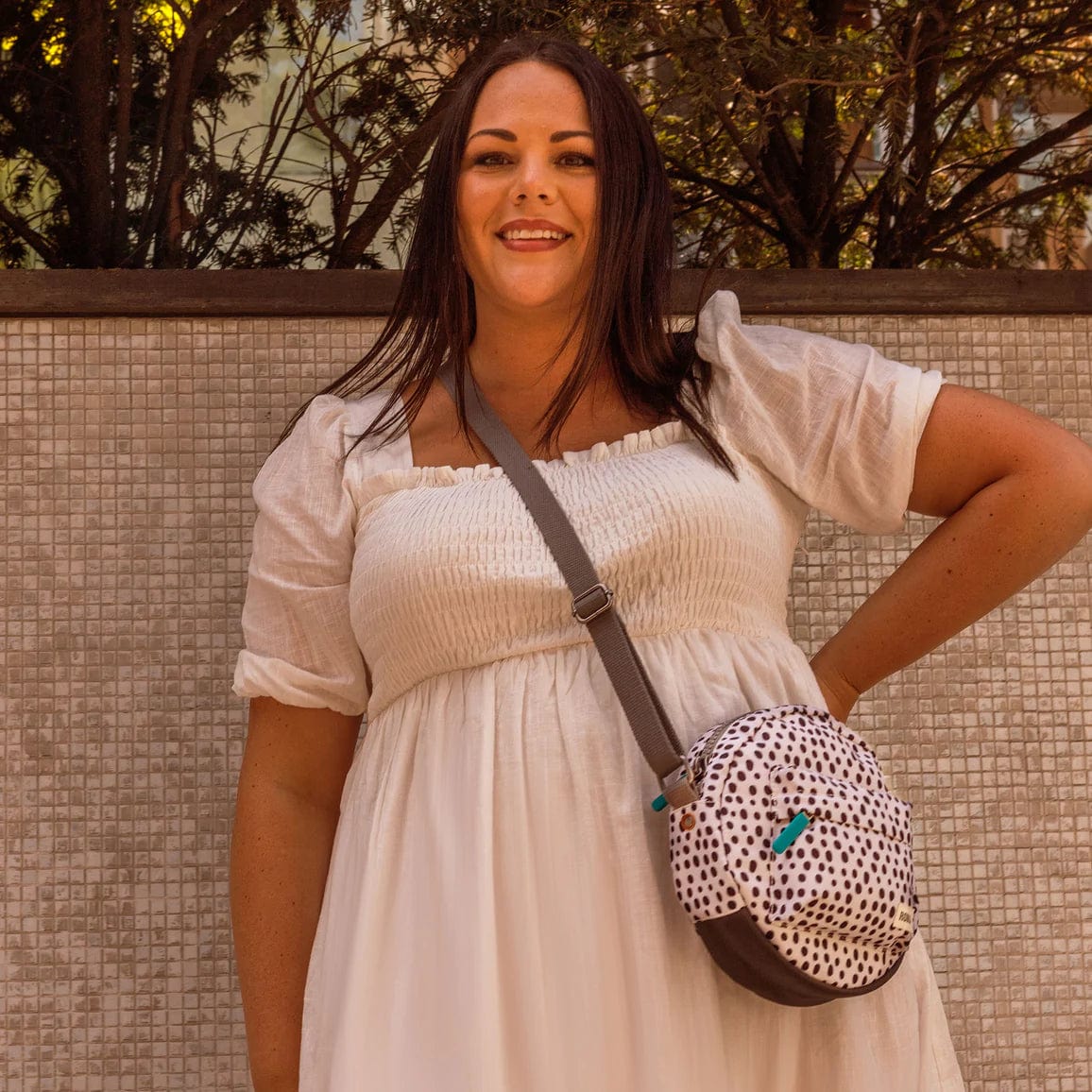 Roka Paddington B Crossbody Sustainable Canvas Bag, Limited Edition Dip Dot