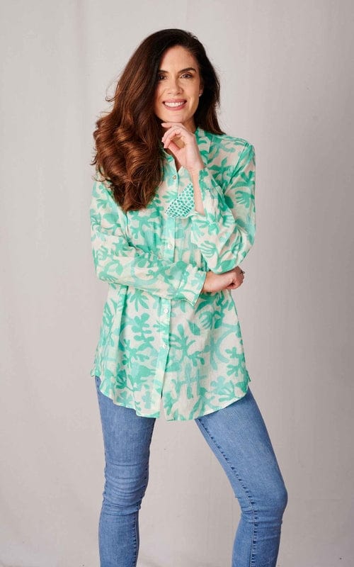 Gili Boyfriend Fit Cotton Shirt, Mint