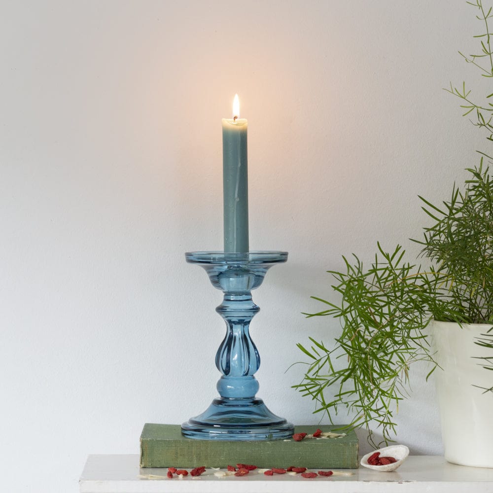 Azure Glass Candle Holder