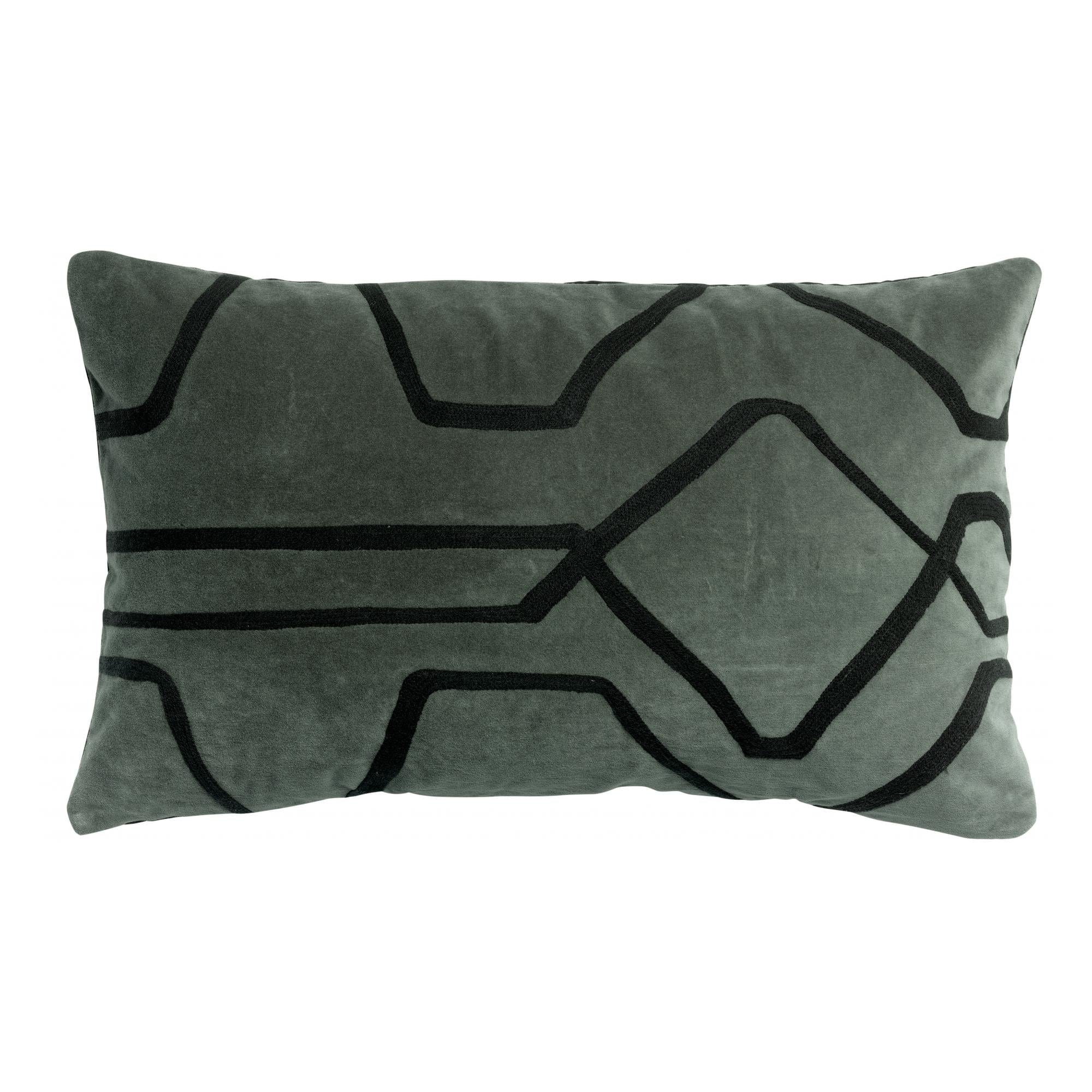 Fara 40x65 Velvet Cushion with Embroidery by Vivaraise, Various Colours