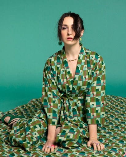 Long Cotton Dressing Gown Aberdeen, Emerald