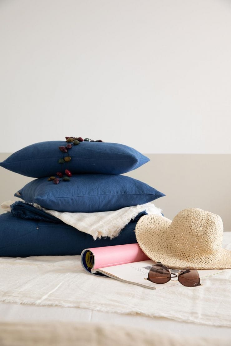 Zeff Stonewashed Linen Bed Cover 180x260, Touareg Blue by Vivaraise