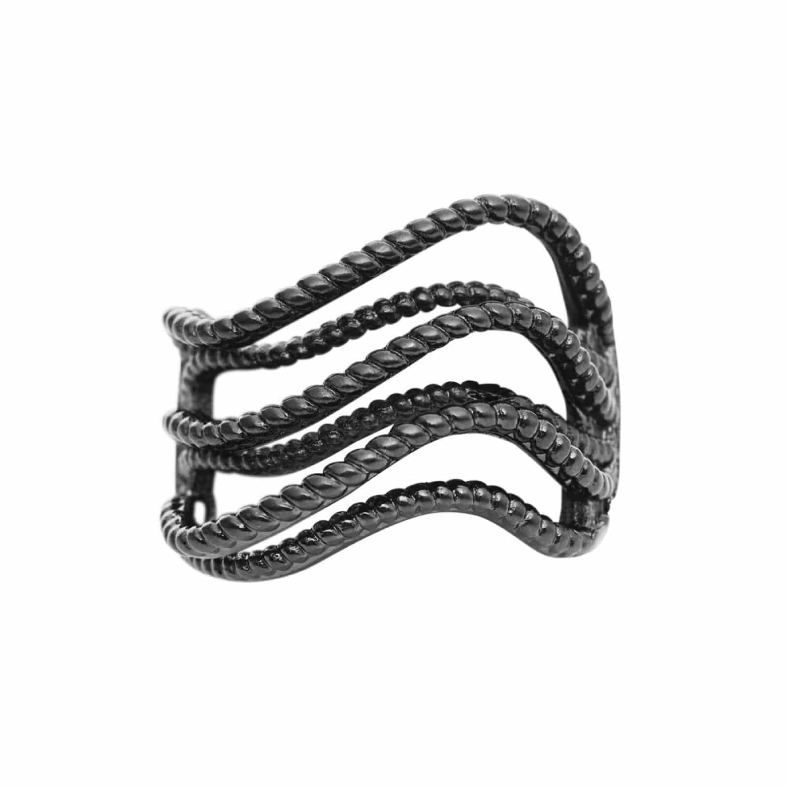 Alyssa Wave Ring, Haematite Plated