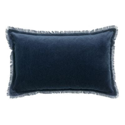 Fara 30x50 Velvet Fringed Cushion by Vivaraise, Marine