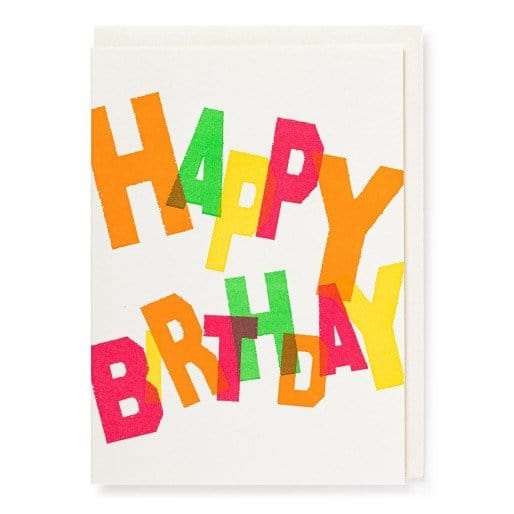 Letterpress Card Happy Birthday Colours