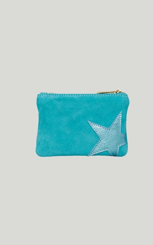 Small Star Suede Zip Purse, Various Colours
