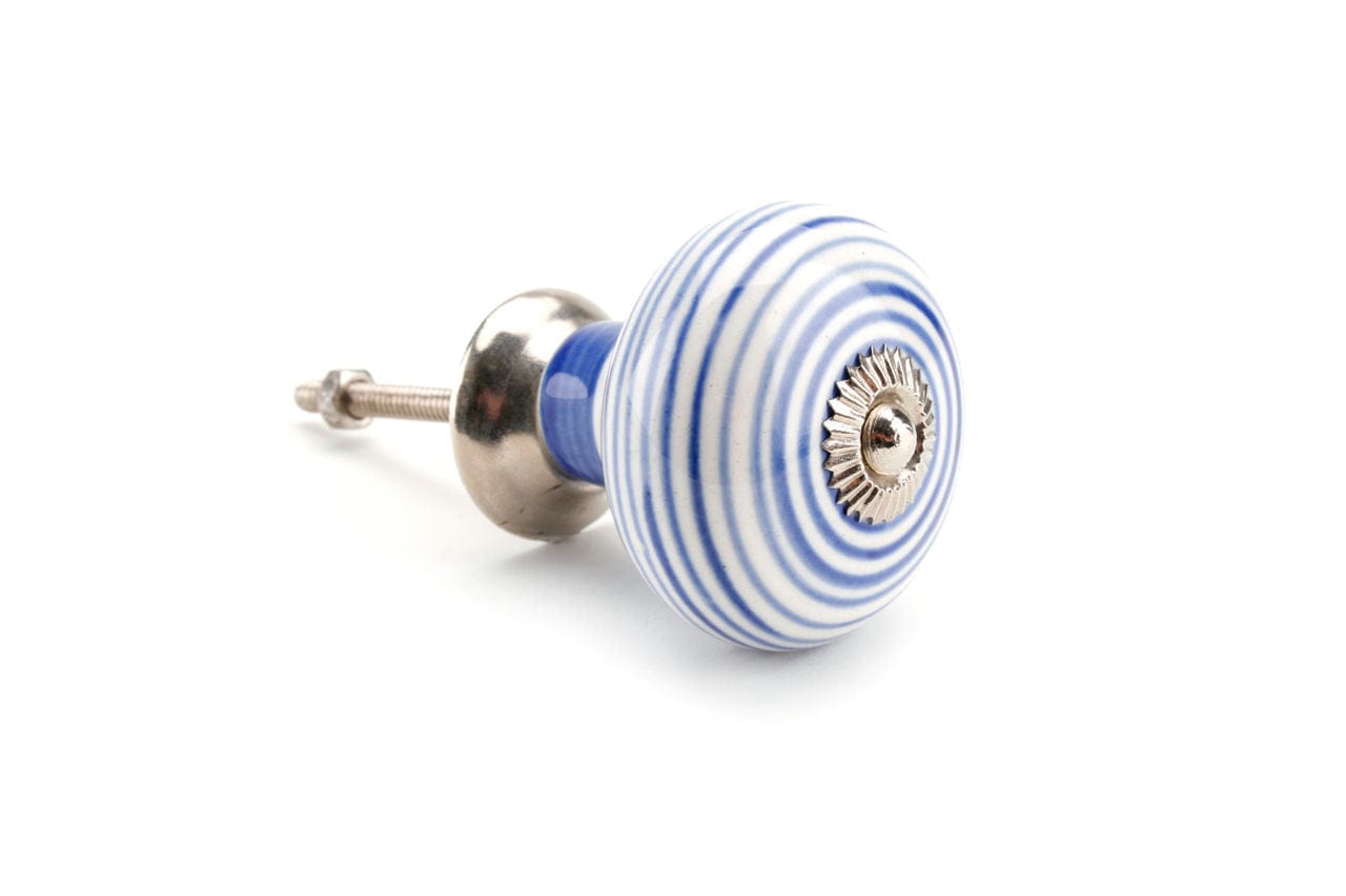 Blue & White Thin Circles Ceramic Drawer Pull